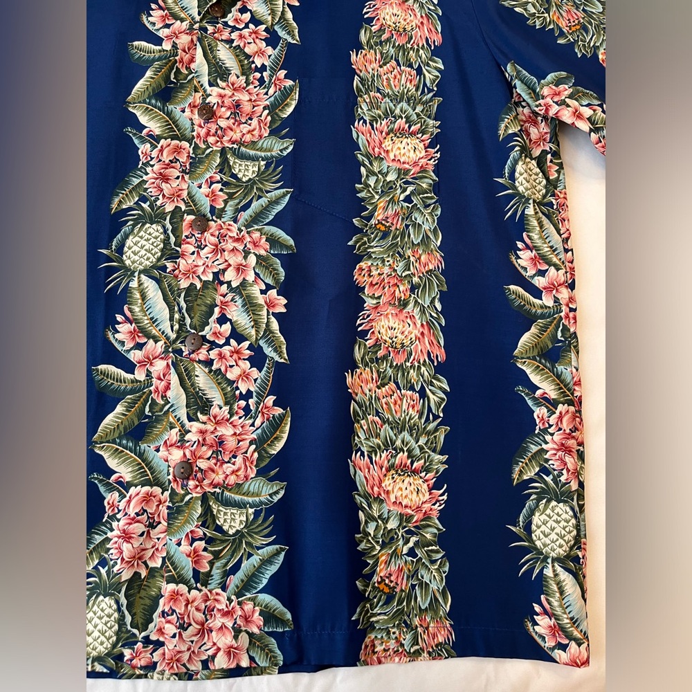 Hawaiian Reserve NWT pineapple leis aloha shirt XL teal beautiful